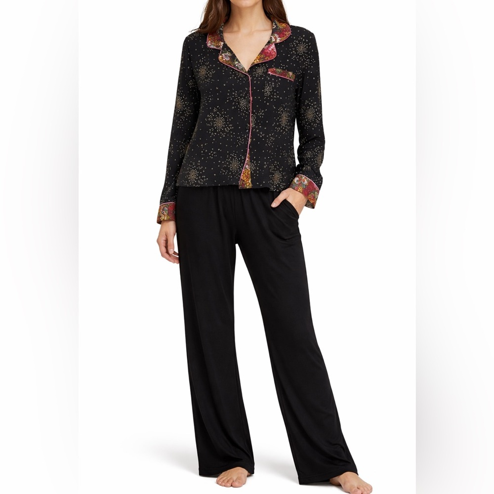 Anthropologie Mixed Mix Print Buttondown Lounge Tunic Sleep Top